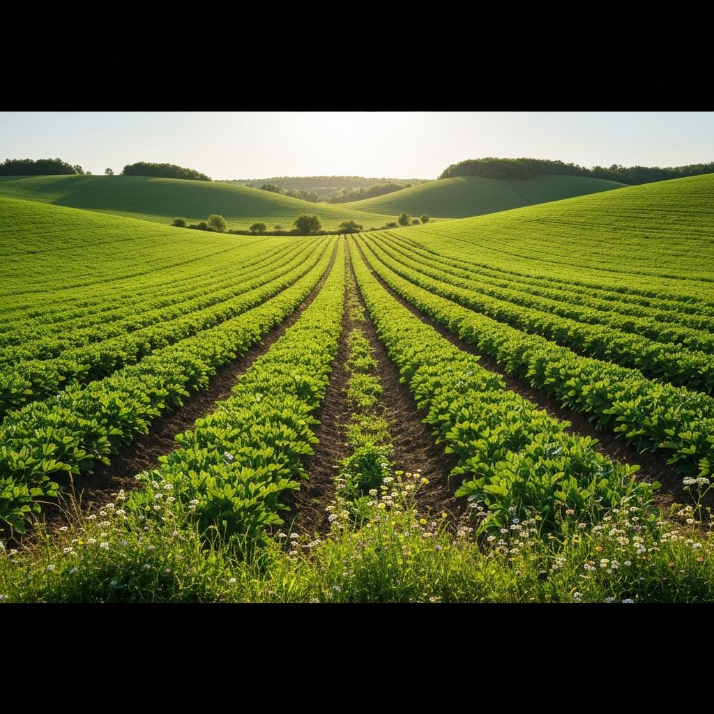Grüne Felder in der Sonne